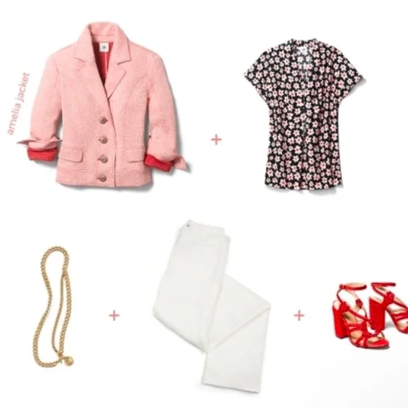 CAbi Amelia Cropped Red/Pink Jacket style #5301 - Picture 7 of 8